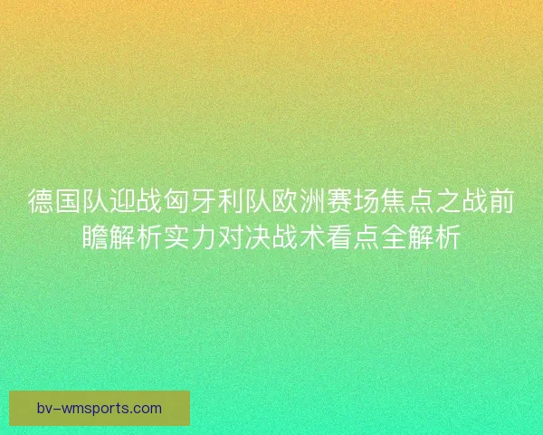德国队迎战匈牙利队欧洲赛场焦点之战前瞻解析实力对决战术看点全解析